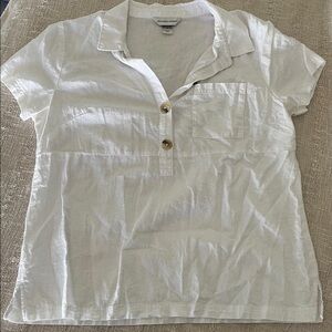 White Short Sleeve Button-Up Shirt